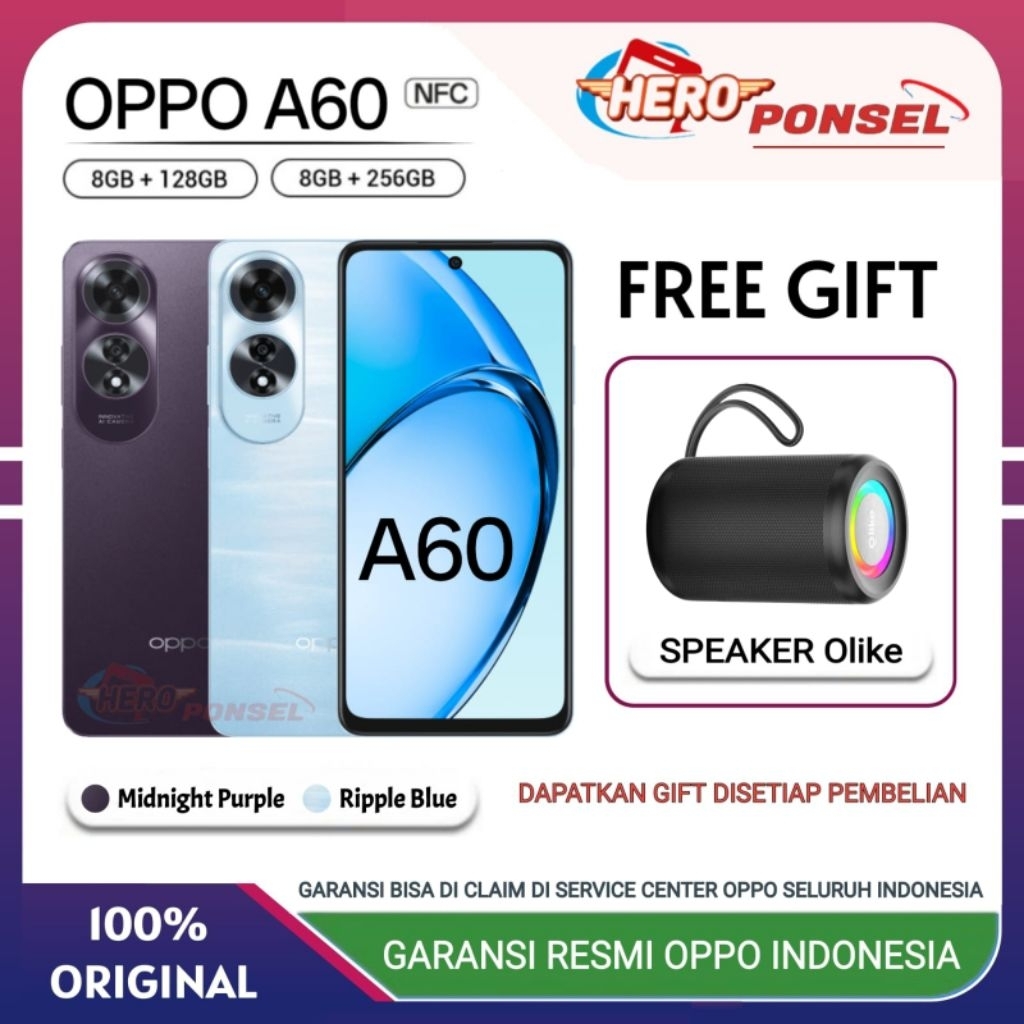 OPPO A60 RAM 8/128GB NFC | OPPO A 60 NFC RAM 8/256GB GARANSI RESMI OPPO INDONESIA