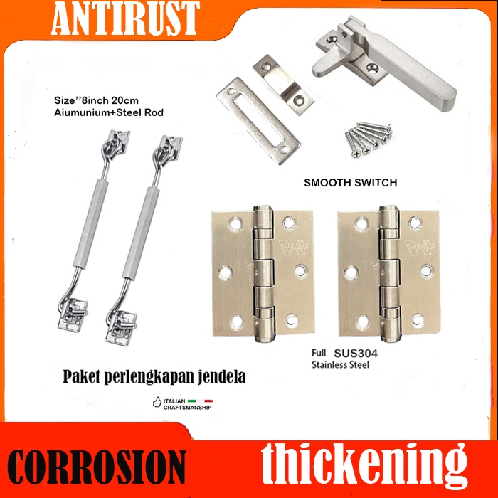 Paket Perlengkapan Jendela Kayu DELILE/Satu Set Hak Angin/Engsel/Spring knife/Rambuncis