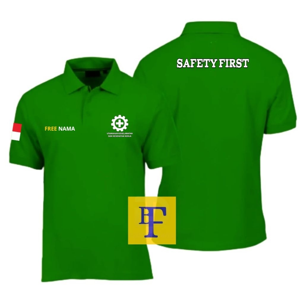 KAOS POLO SAFETY FIRST CUSTOM DESIGN TERBARU FREE NAMA