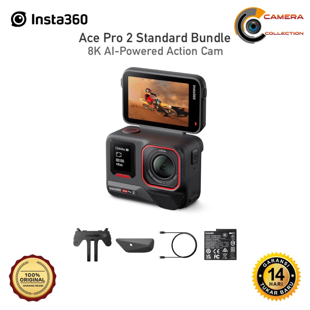 Insta360 Ace Pro 2 Standard Bundle 8K Waterproof Action Camera Co-Engineered with Leica, 1/1.3" Sens