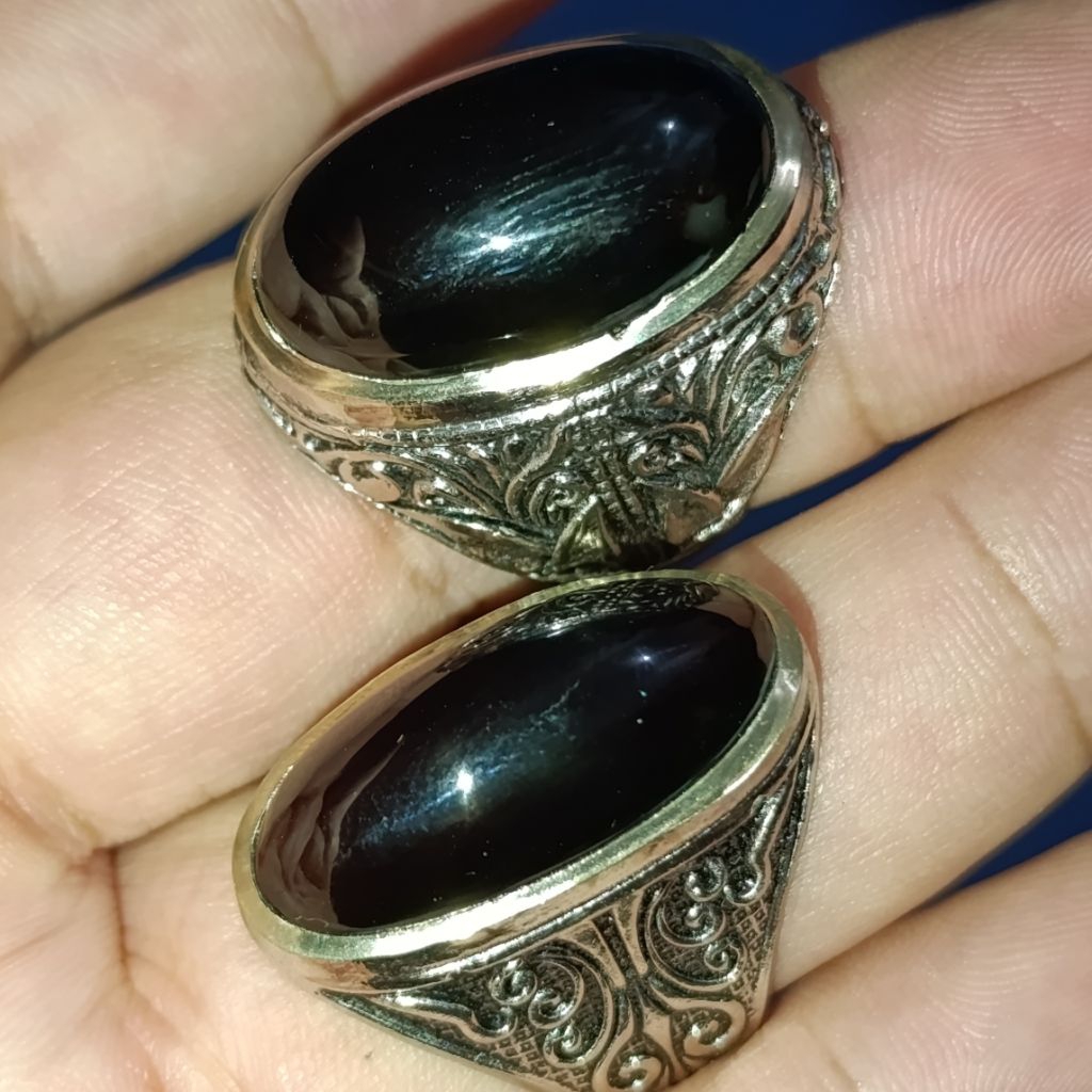 CA 87 Cincin Akik Yaman Wulung Model Pandan Motif Joss