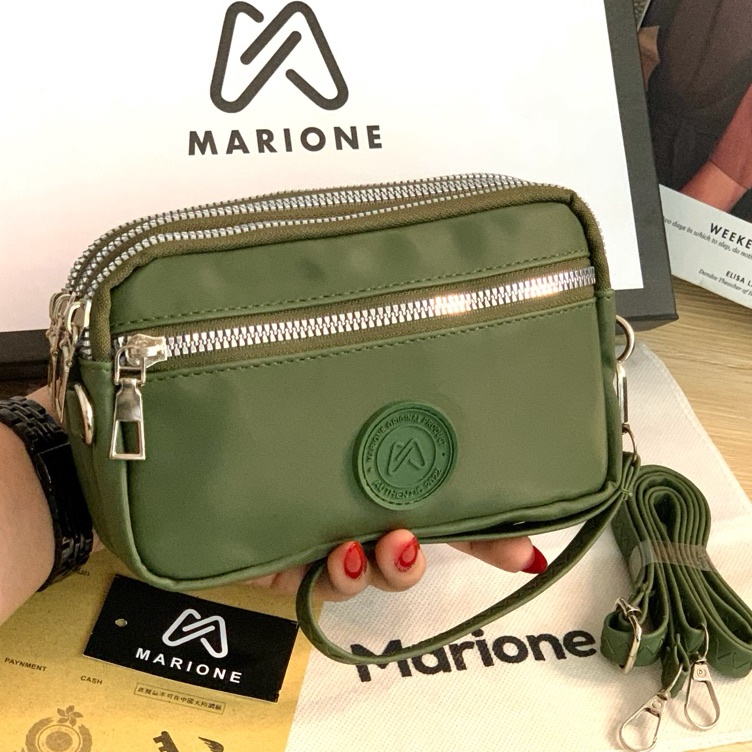 KODE A2J MARIONE  EWITA Dompet Hp wanita dompet selempang 4 resleting besar  Tas Hp  4 ruang  Ada Ta