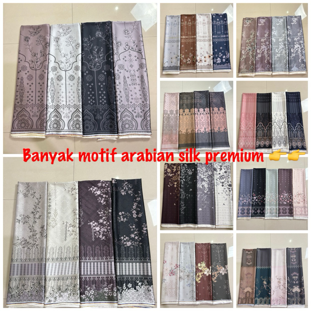 PROMO kain motif bahan silk motif tasya// motif selly / motif gea / motif laura/ kain arabian silk m