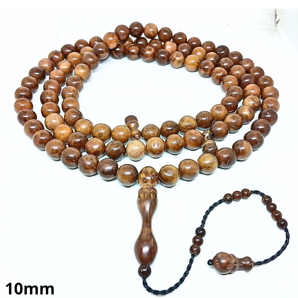 Tasbih 99 Bulat Polos Kokka Koka Kaukah Asli 10mm Coklat