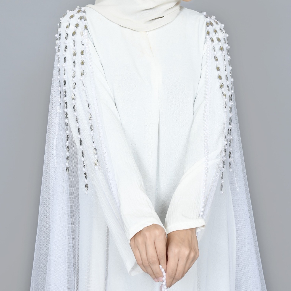 Hiasan Baju Pengantin Jubah Pengantin Elegan Handmade Mutiara KODE G6W5
