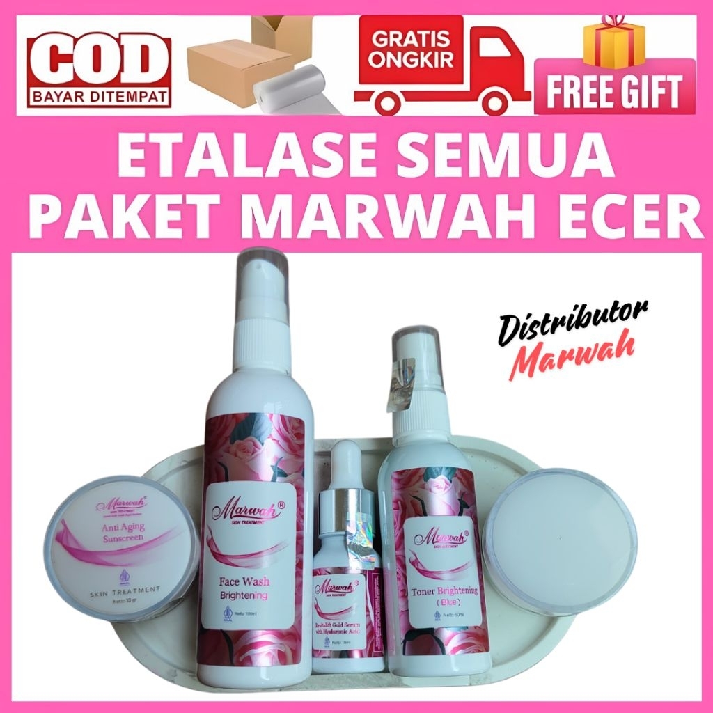 ECER MARWAH SKINCARE SEMUA PAKET FACIAL WASH TONER SERUM DAY NIGHT CREAM PLatinum diamond bright acn