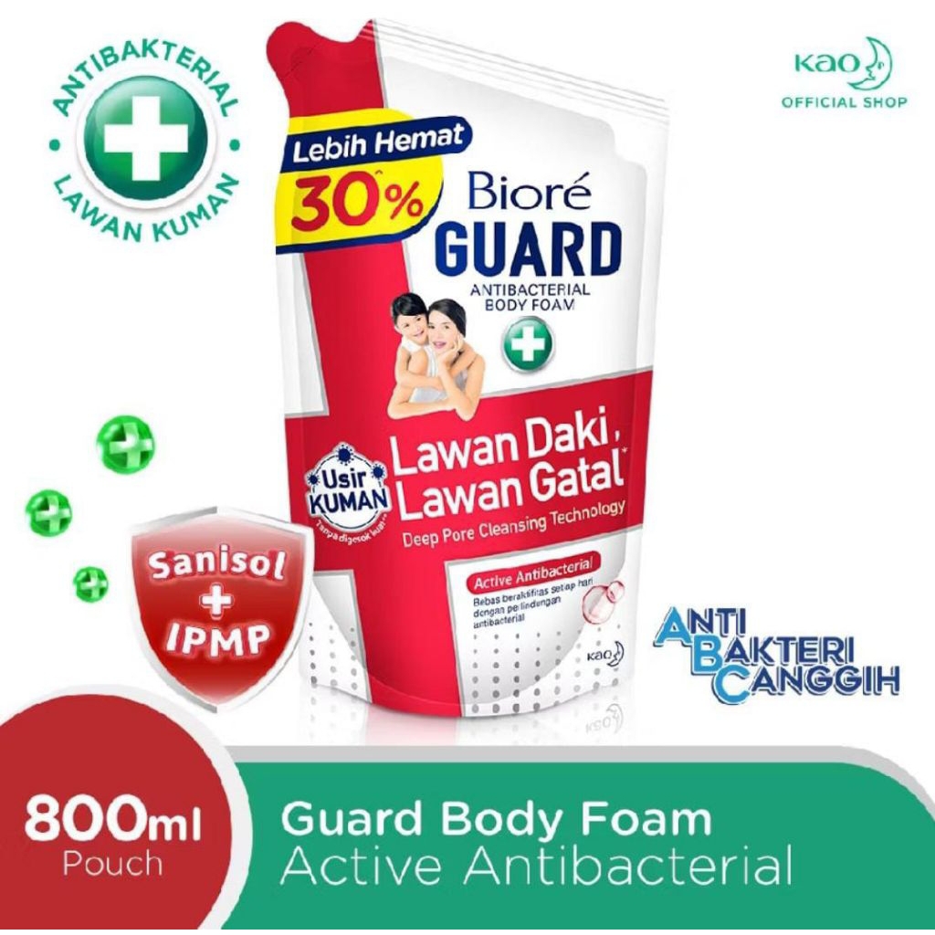 Biore Guard Anti Bacterial Body Foam Refill Pouch 800 ml Active Antibacteria Sabun Mandi Biore Cair 