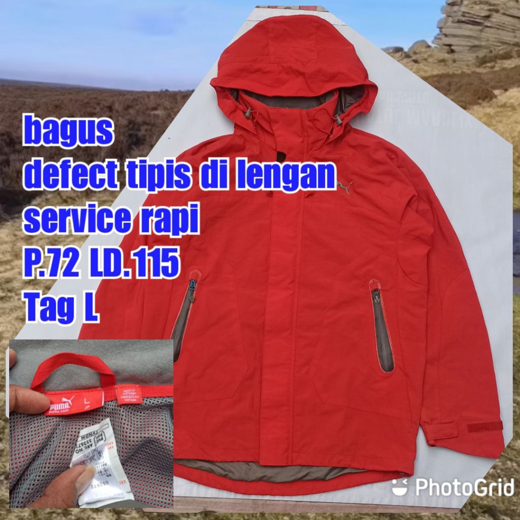 jaket gunung outdoor puma merah