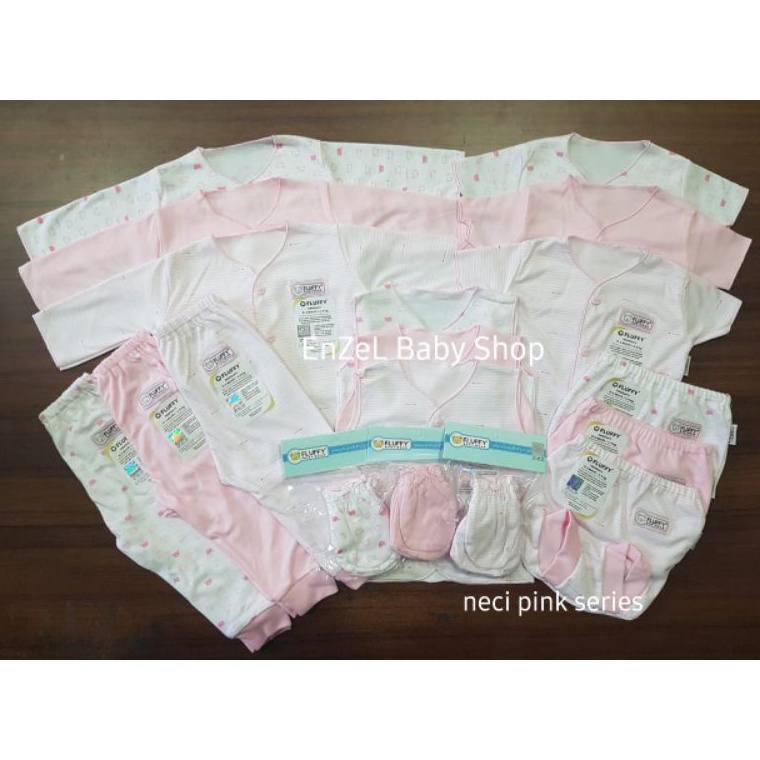 KODE R97N Paket Baju Bayi Fluffy size Newborn Pink 3 Bulan  Fluffy  SNI