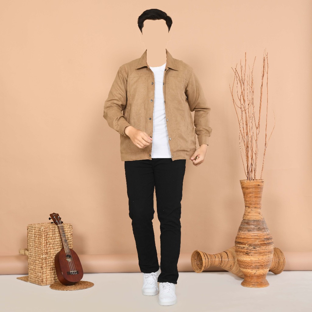 MOESAB - Trucker Suede Jacket / Work Jacket Suede Pria / Jaket Suede Pria Boxy Kancing