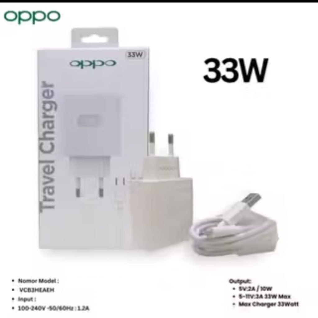 Charger Casan Oppo Super VOOC 33W Reno 7 7z 8 4G 8z 8T A38 A57 A58 A74 A76 A77s A78 A95 A96 4G 5G  R