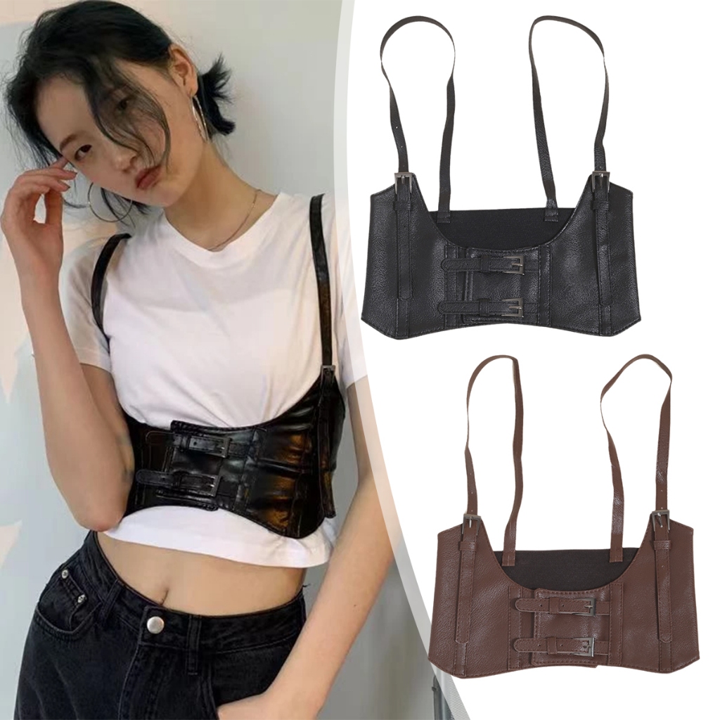 Hitam/kopi Ikat Pinggang Wanita Sabuk korset pinggang Sabuk lebar wanita wide belt