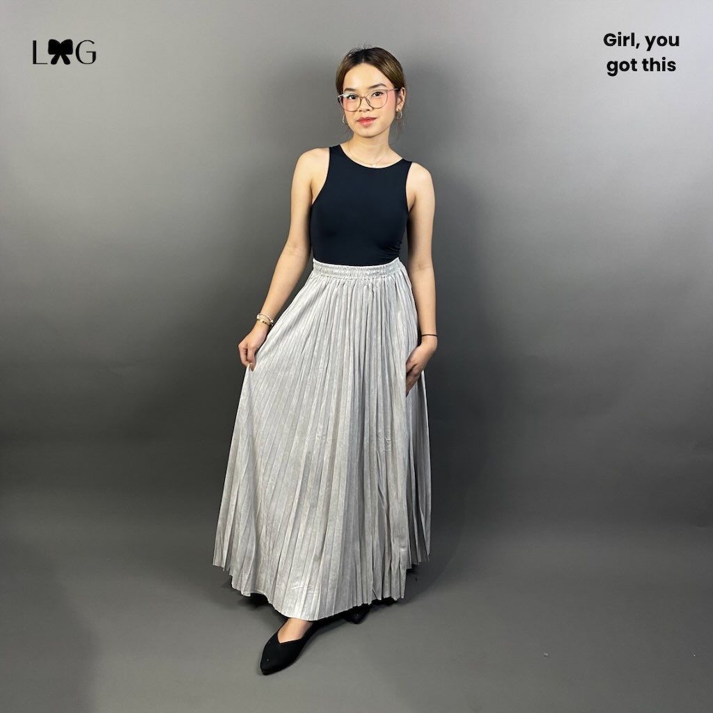 London Girl - Anna  Rok Wanita /  Rok Panjang Wanita /  Panjang Plisket Suede Wanita