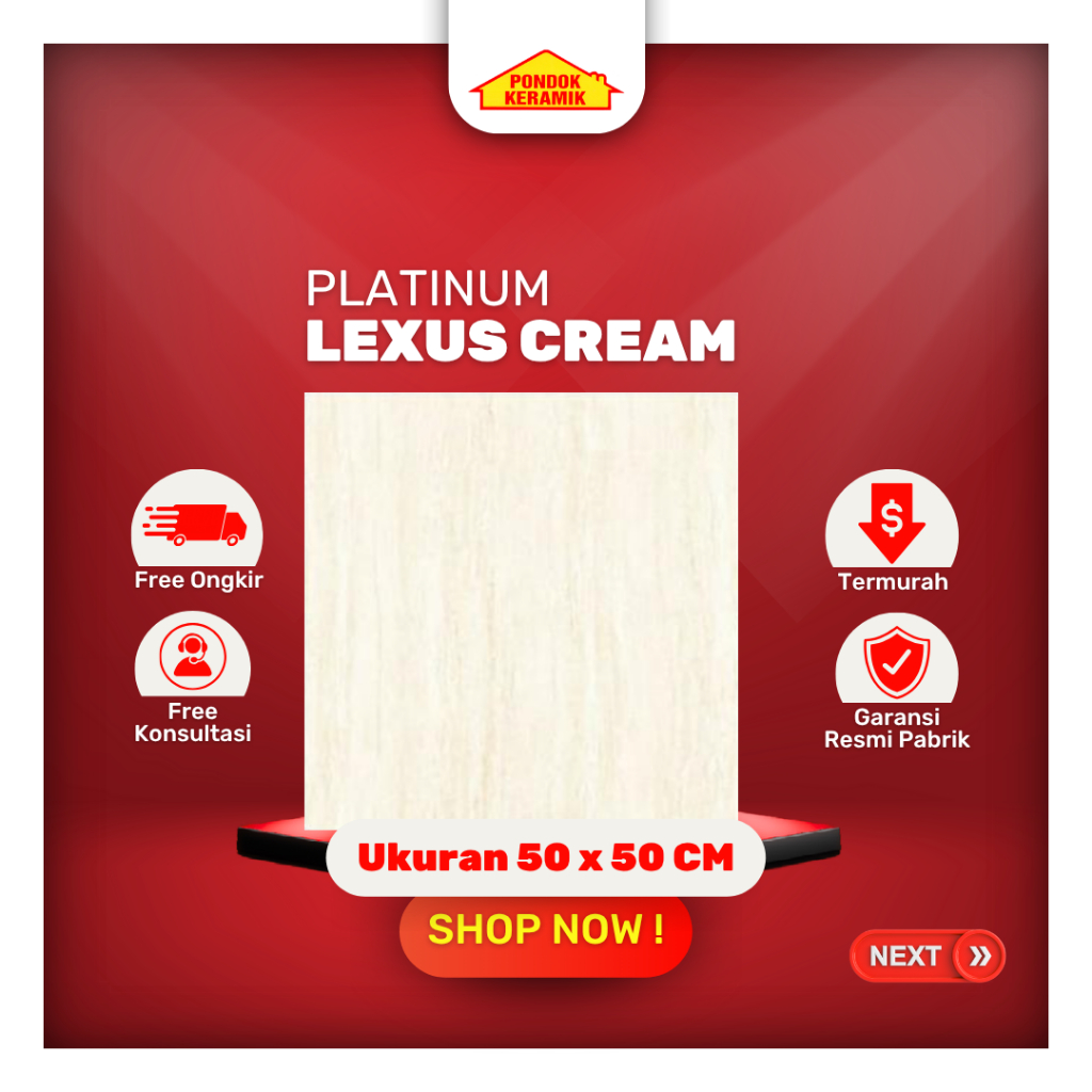 Keramik Lantai Platinum 50x50 Lexus Cream Glossy