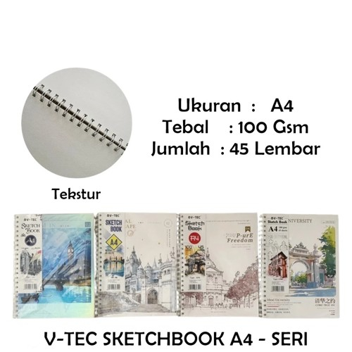 

V-TEC Sketch Book 3367/A4 100GSM 45 Sheets / Buku Gambar Sketsa