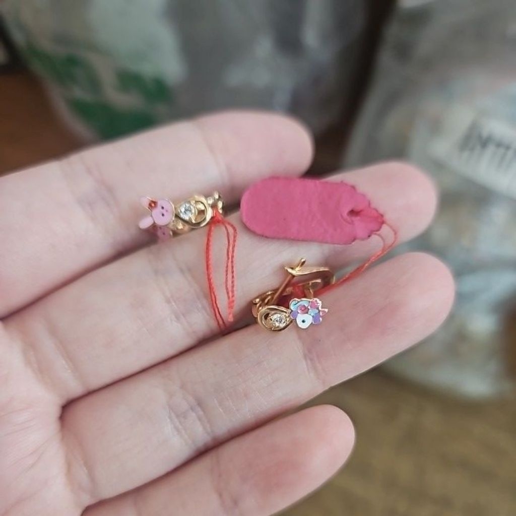 Anting jepit anak dewasa doraemon biru pink boneka karakter emas asli 700 70% 22