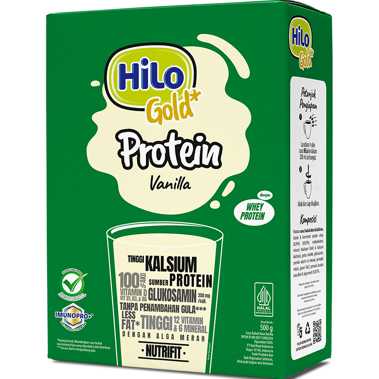 

HILO GOLD PROTEIN VANILA BOX 500 GR Susu Tinggi Kalsium Lebih Rendah Lemak