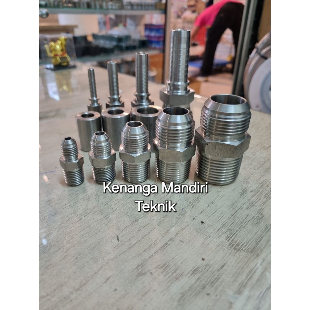 Double Nepel 1/2" Jic x 3/8" Npt Stainless 304 // Double nepel Reducer
