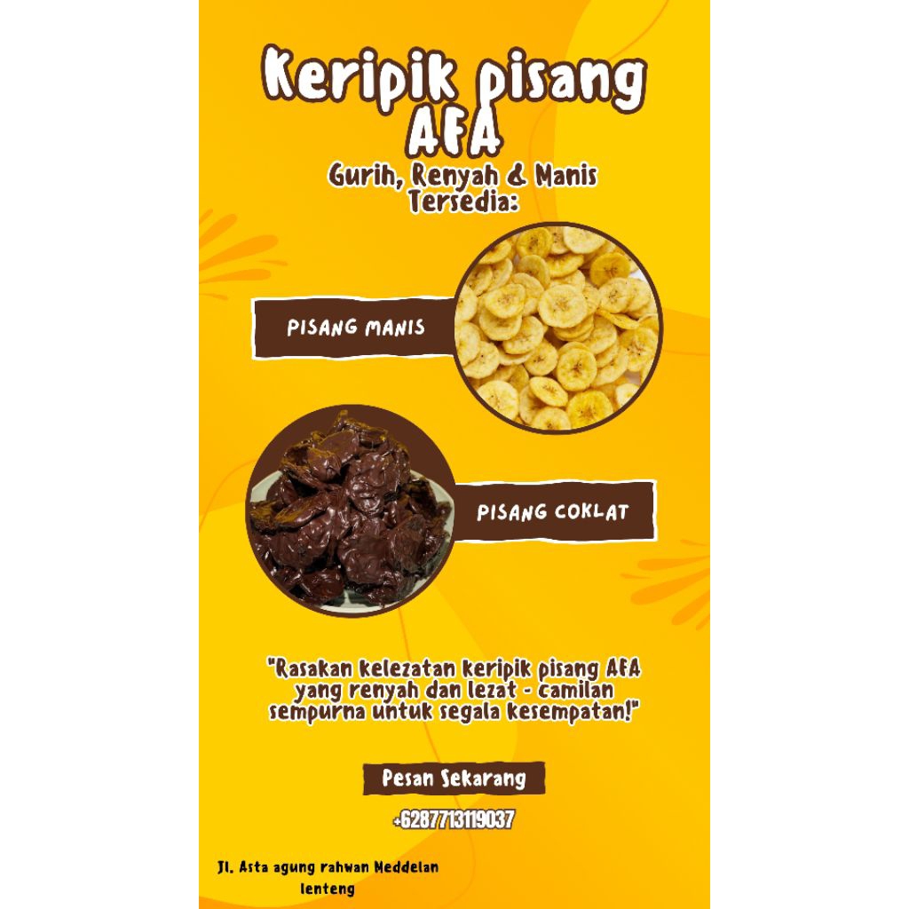 

kripik pisang coklat lumer manis promo