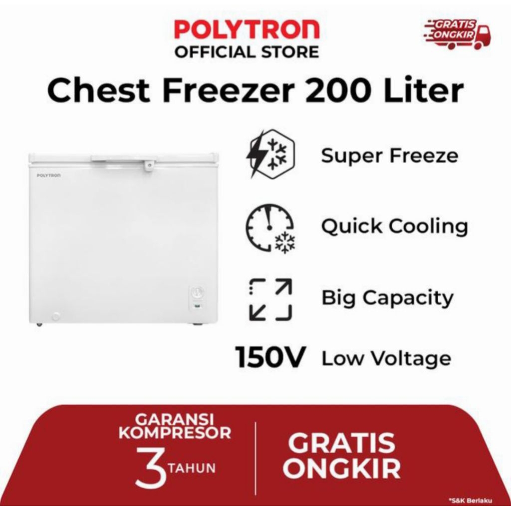 BOX FREEZER POLYTRON 200 LITER PCF218 BOX FREEZER POLYTRON 200LITER PCF 218 CHEST FREEZER POLYTRON