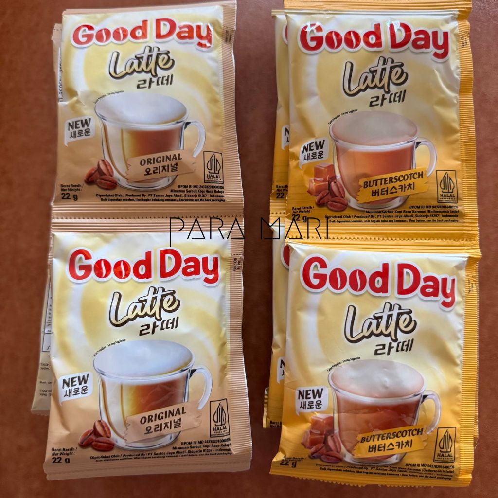 

Kopi Good Day Latte Original dan Butterscotch Renceng Isi 10 Sachet @22 gram