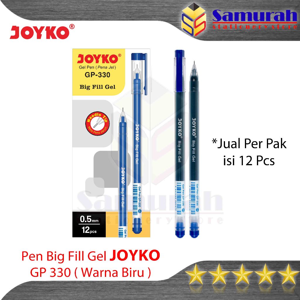 

Gel Pen Joyko Big Fill GP 330 05 mm / GelPen Bigfill GP-330 0.5 mm / Pulpen JK GP330 Hitam Biru