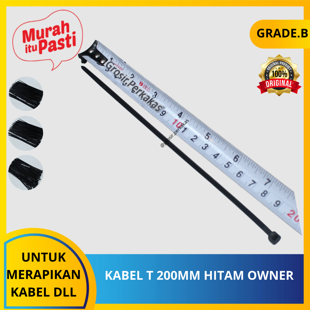 

KABEL T 200MM PUTIH OWNER - ties tie tis tish-200mm 20cm - putih & hitam Isi100 pcs.[B][#KABEL TIES]