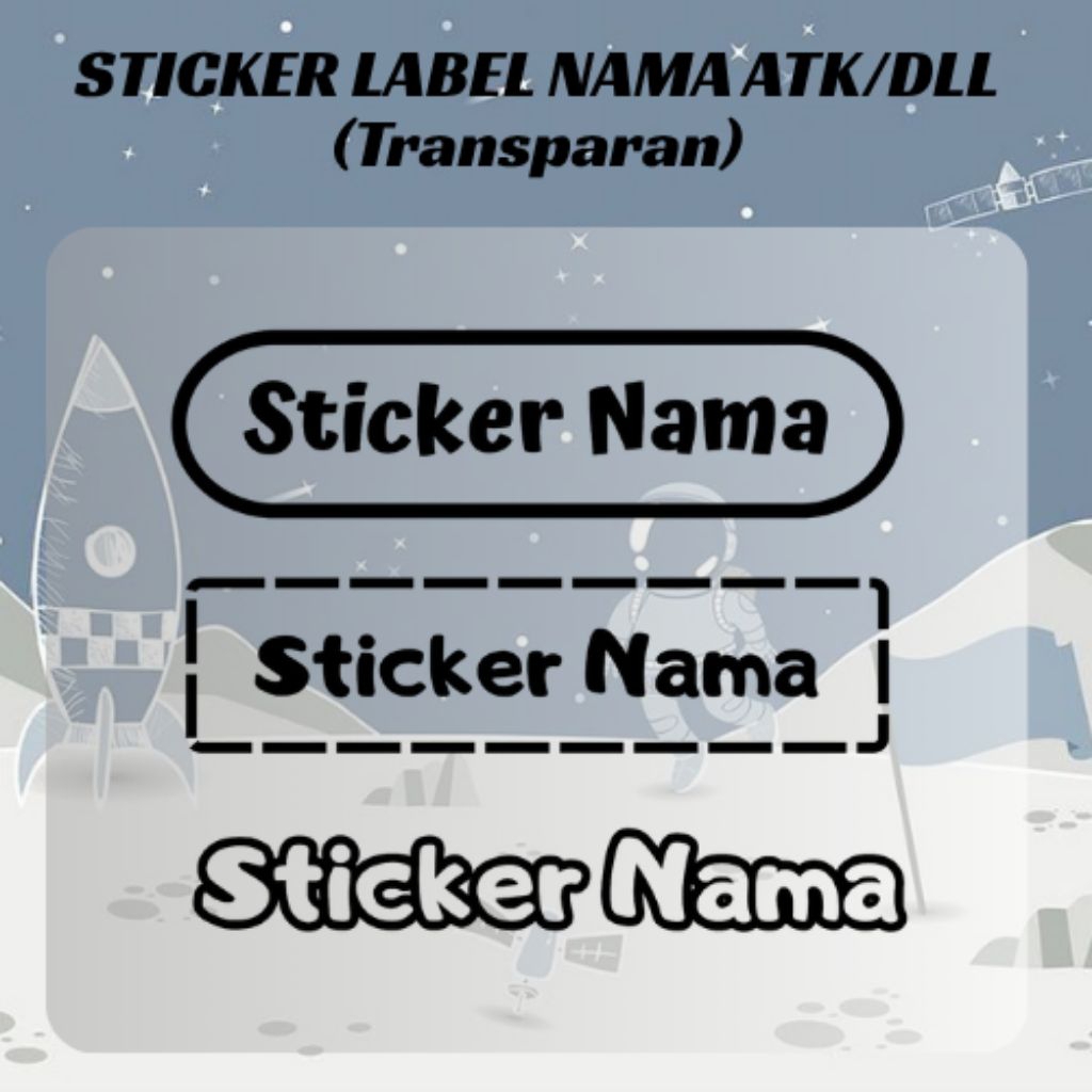 

50PCS / 100PCS LABEL NAMA / STICKER CUSTOM / STICKER NAMA ANAK - BAHAN VINYL TRANSPARAN