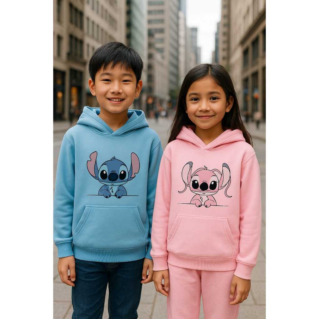 SETELAN HOODIE ANAK LILO STITCH COUPLE BARU