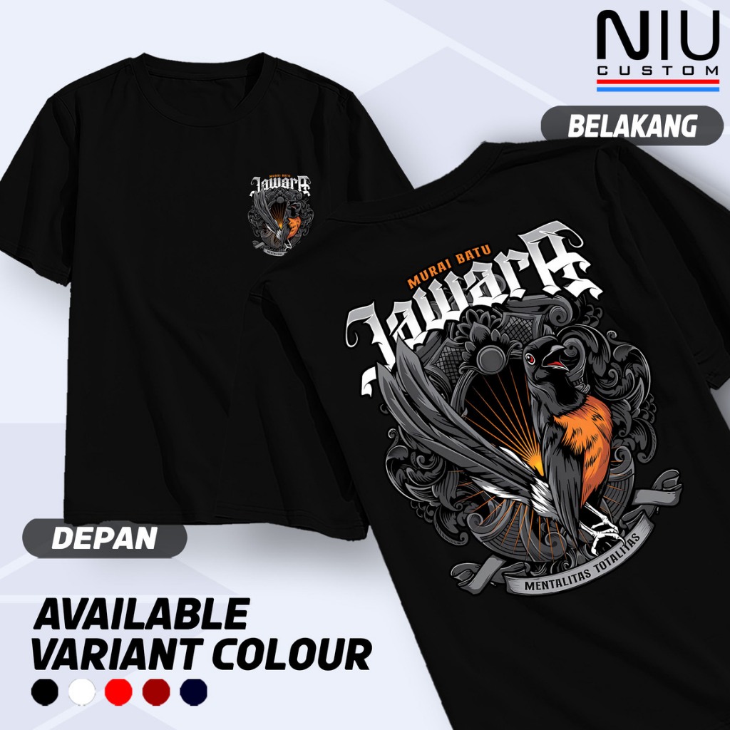 KAOS MURAI BATU JAWARA/KAOS TSHIRT NEW DESAIN PECINTA MURAI BATU/KAOS BURUNG MURAI BATU/Baju Murai M