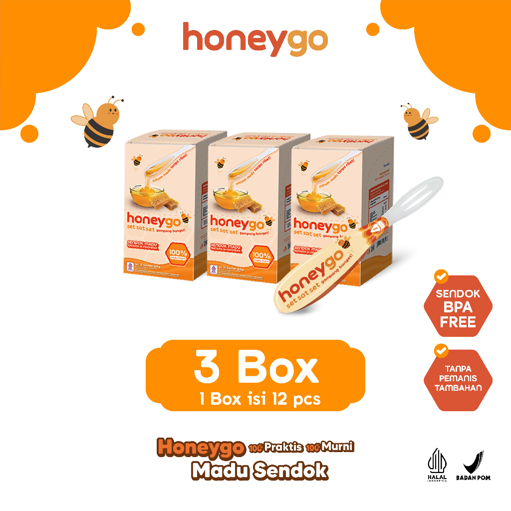 

Honeygo Madu Murni dengan Sendok Kemasan Showbox - Bundling Hemat 3 Box