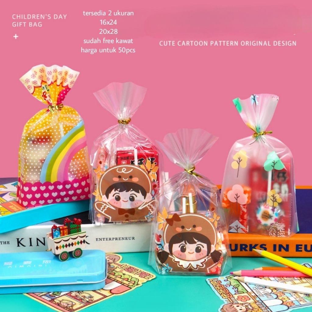 

50pcs/pack PLASTIK ROTI COOKIES /GODDIE BAG + KAWAT HADIAH HAMPERS ULTAH PC-21