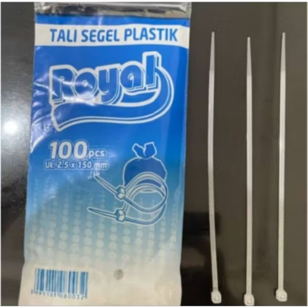 

Kabel Ties Tali Segel Plastik Pengikat Makanan Merk ROYAL panjang 15 CM. 1 pax isi 100 pcs