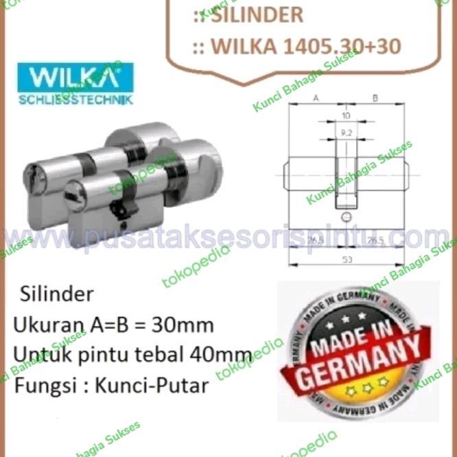 SILINDER KUNCI PINTU CYLINDER WILKA 1405-30+30 (KUNCI-PUTAR) 6CM