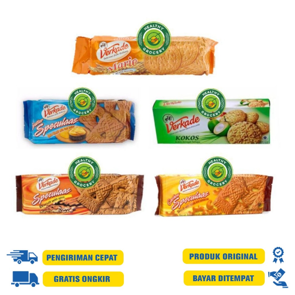 

Verkade Biscuits 150 | 200 | 160 G.R - Rempah |Ginger |Lemon Cookies | Kruid | Kokos | Butter|Cashew