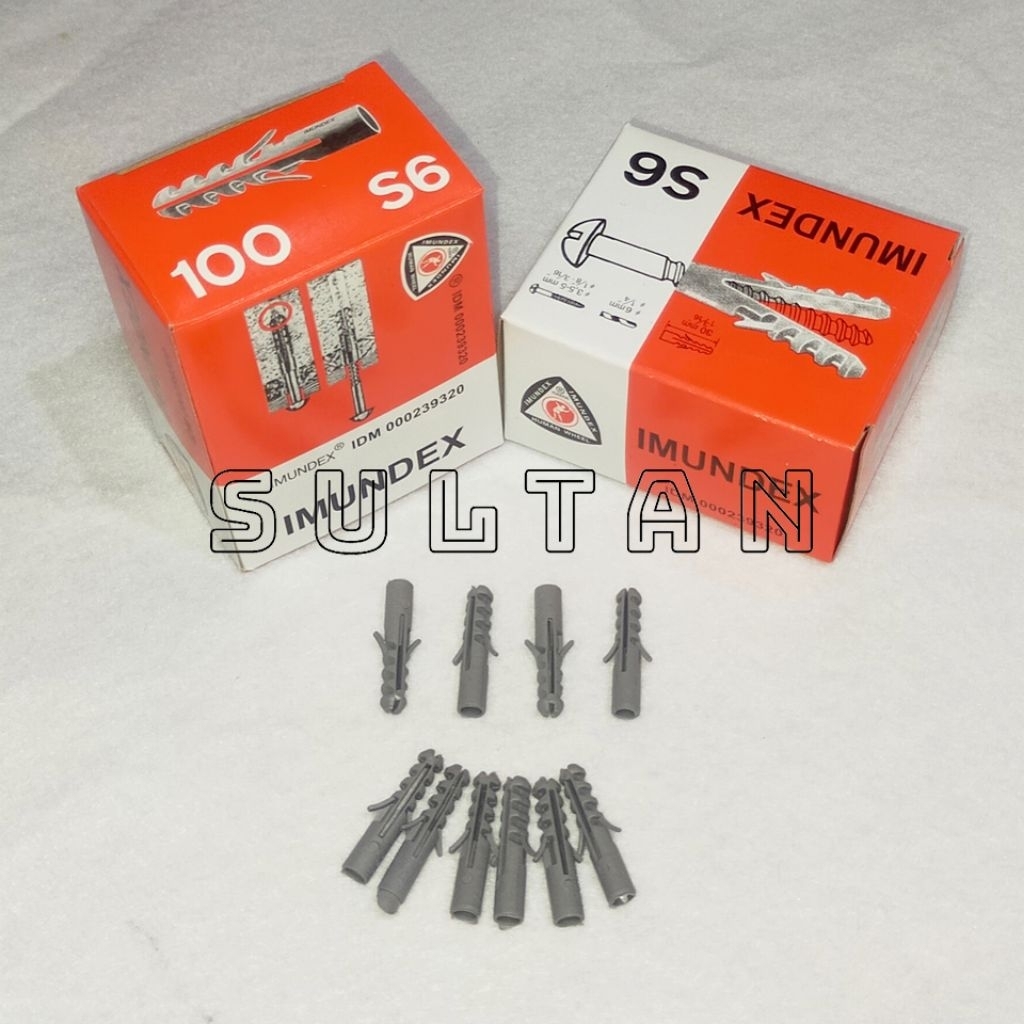 Fisher IMUNDEX S6 dan S8 dan tersedia juga Sekrup kepala 6mm dan 8mm Baut Tanam Lubang Dinding PVC +