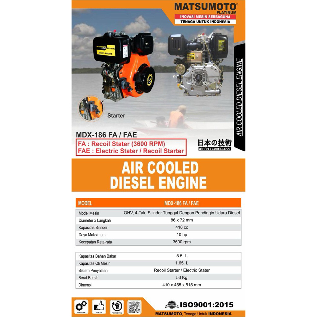 MATSUMOTO Engine / Mesin Penggerak /Diesel Engine ( MDX - 186 FAE)