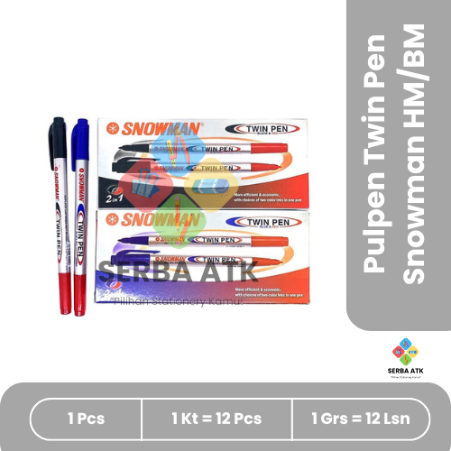 

[1 pcs] Pulpen/Spidol mini Snowman Twin Pen 2in1 Hitam-Merah/Biru-Merah TP-1