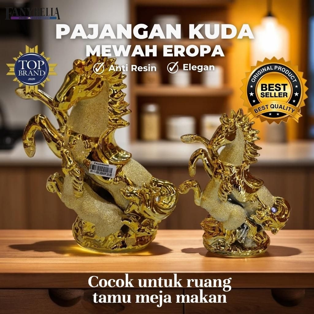 Pajangan Keramik Meja Emas Kuda Unta Gold Import Hiasan Dekorasi Rumah