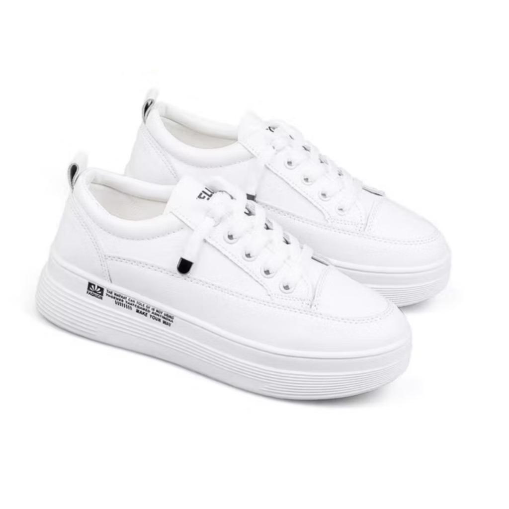 Sepatu sneakers olahraga sport kets putih wanita sepatu sekolah hitam polos wanita kasual sepatu wan
