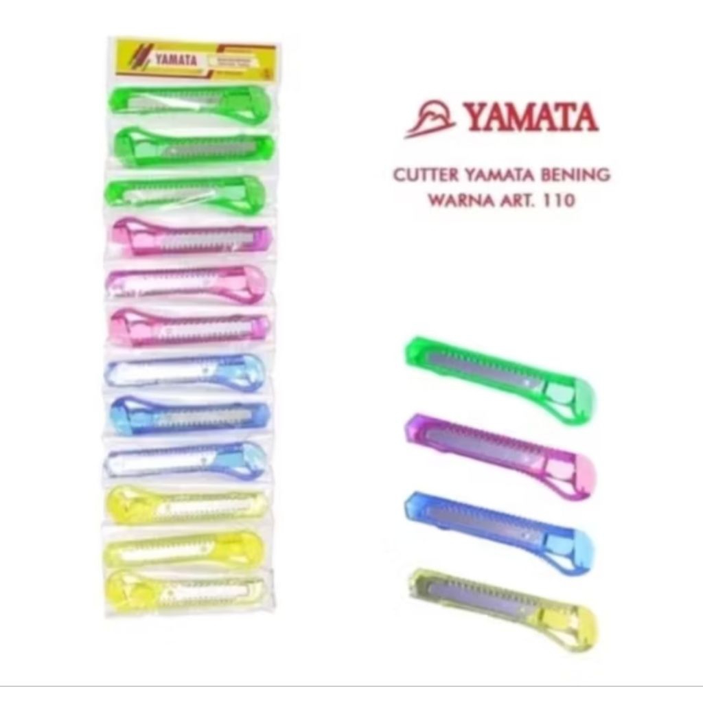 

Cutter bening transparan renteng merk yamata isi12pcs