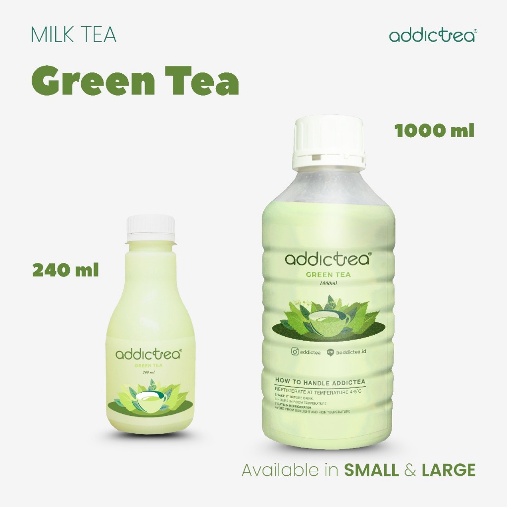 

Addictea Teh Susu Rasa Greentea - Minuman Botol Milk tea berbagai rasa 1L-240ml