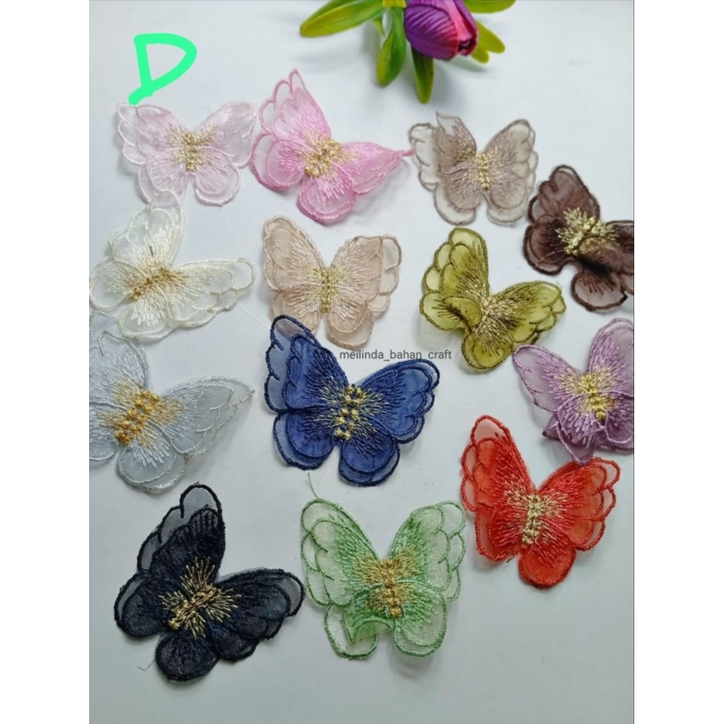 RENDA BORDIR KUPU TUMPUK / EMBLEM PATCH KUPU / KUPU TUMPUK BORDIR  / RENDA KUPU DOUBLE LAYER