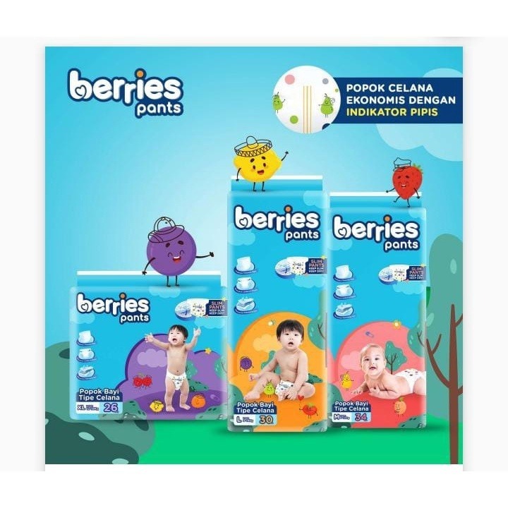 Popok Berries / Popok Bayi Celana Berries Size M34
