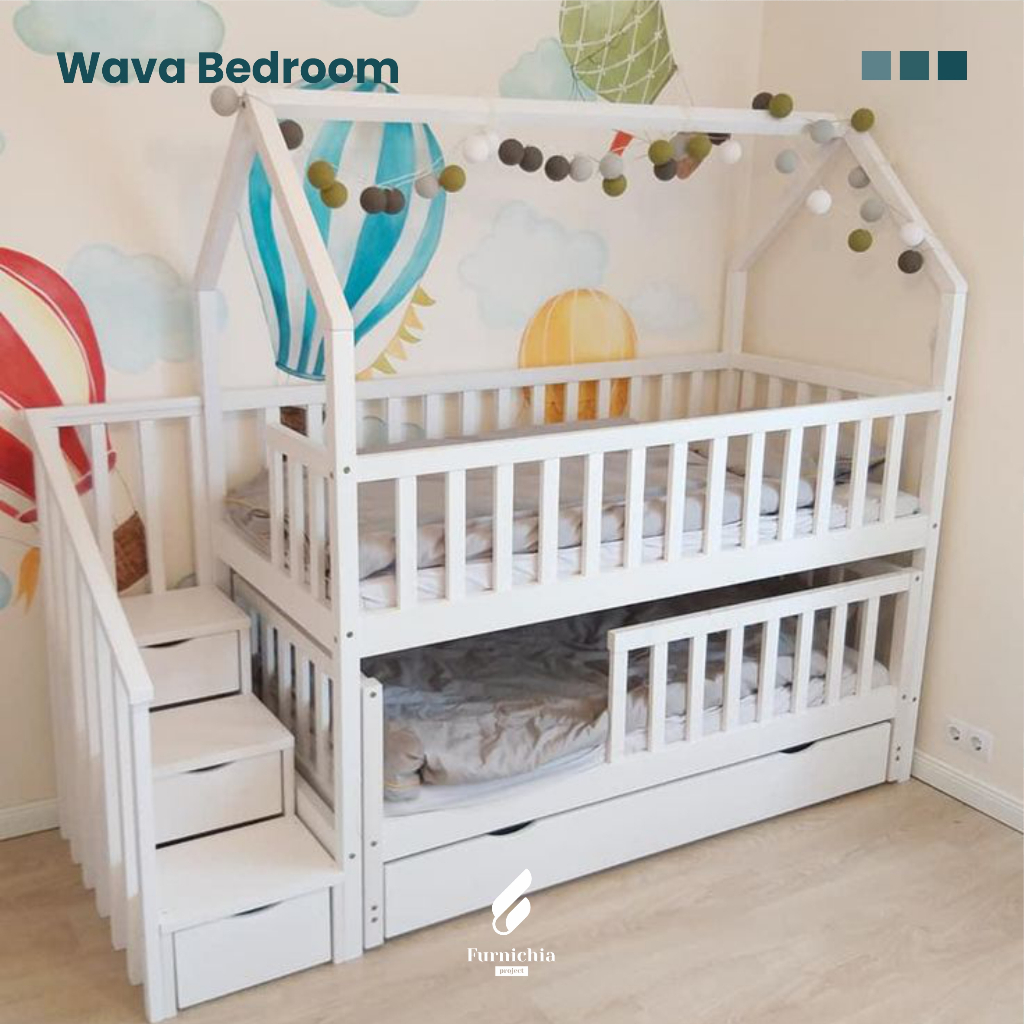 Ranjang tidur anak tingkat 3, Bedroom tingkat 3, Kamar tidur tingkat 3 bed, Ranjang anak susun 3,