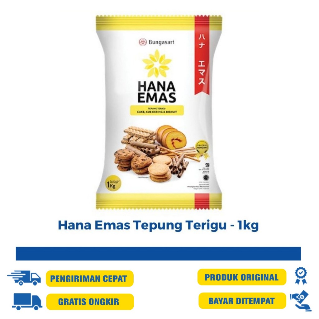 

TEPUNG TERIGU PROTEIN RENDAH HANA EMAS 1KG