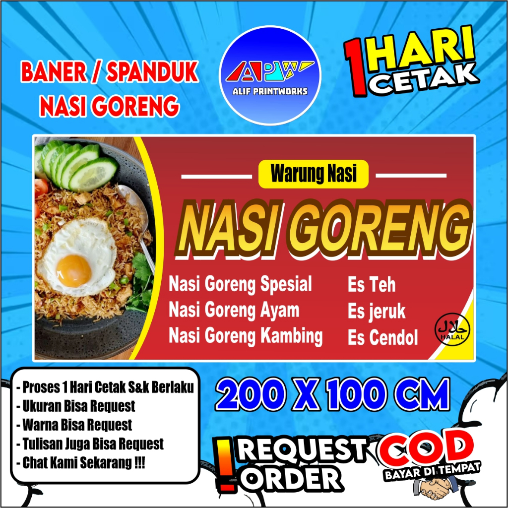 Spanduk Nasi / Baner Nasi Goreng Bukan Bahan Kain