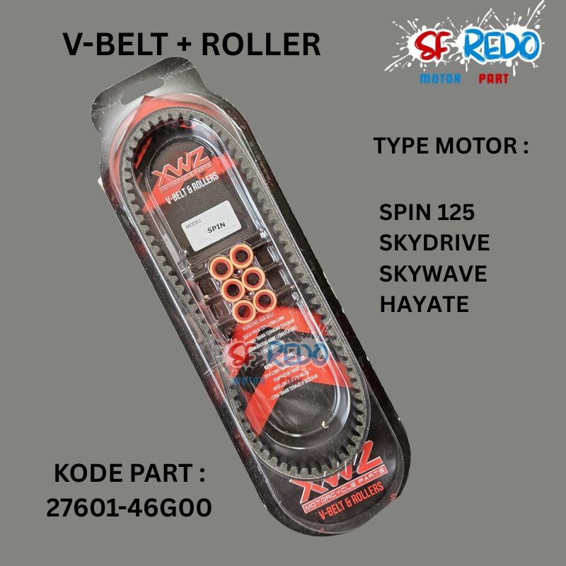 VANBELT V-BELT V BELT FANBEL SPIN 125 SKYWAVE SKYDRIVE HAYATE 27601-46G00 + ROLLER XWZ