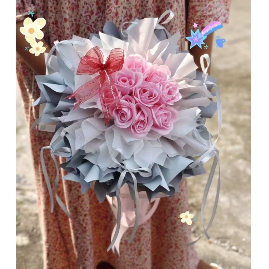 Buket Bunga Mawar Sabun pink Wisuda Ultah Anniversary Jombang