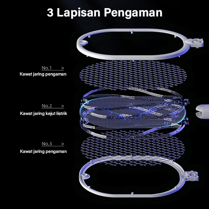 JKLP [COD] EZ Raket Nyamuk Raket Nyamuk Listrik 3in1 Charger USB Lampu Tidur Lampu Anti Nyamuk 3